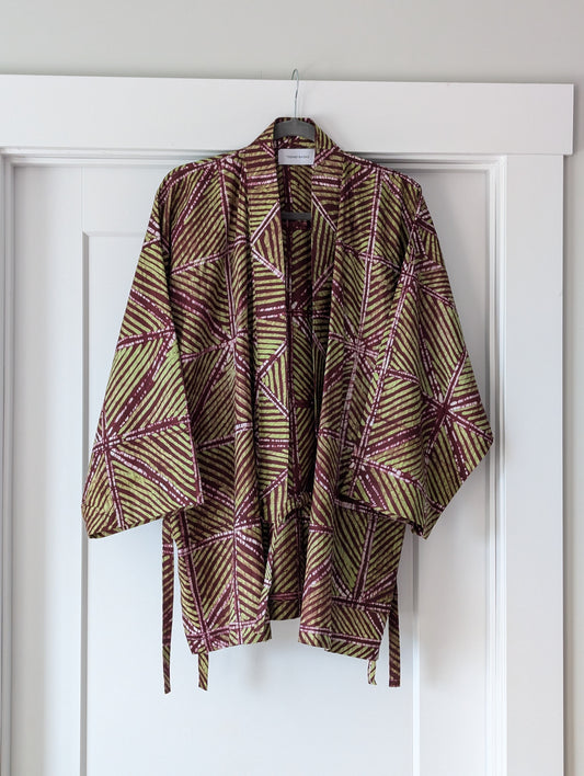 Green Adire Print Akure Kimono Jacket